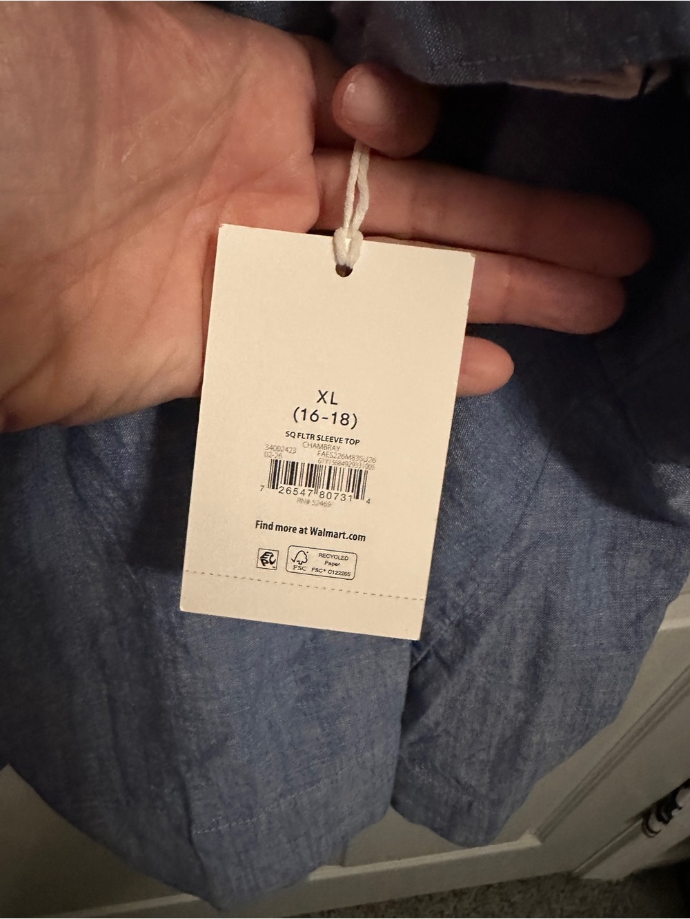 Blue Ruffle Chambray Top - Picture 4 of 4